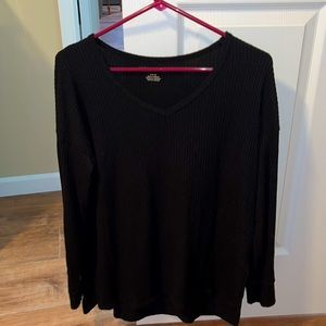 American Eagle black long sleeve v neck shirt